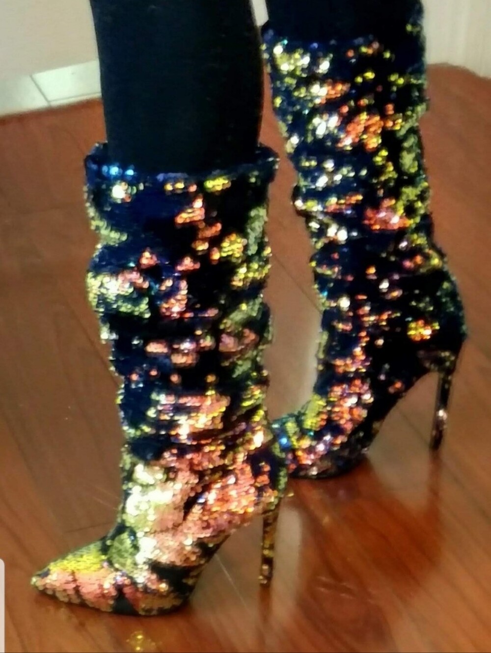 BLUE MULTI SEQUIN BOOTS